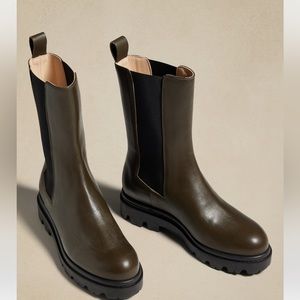 Banana Republic Hudson Tall Leather Chelsea Boot - Olive
